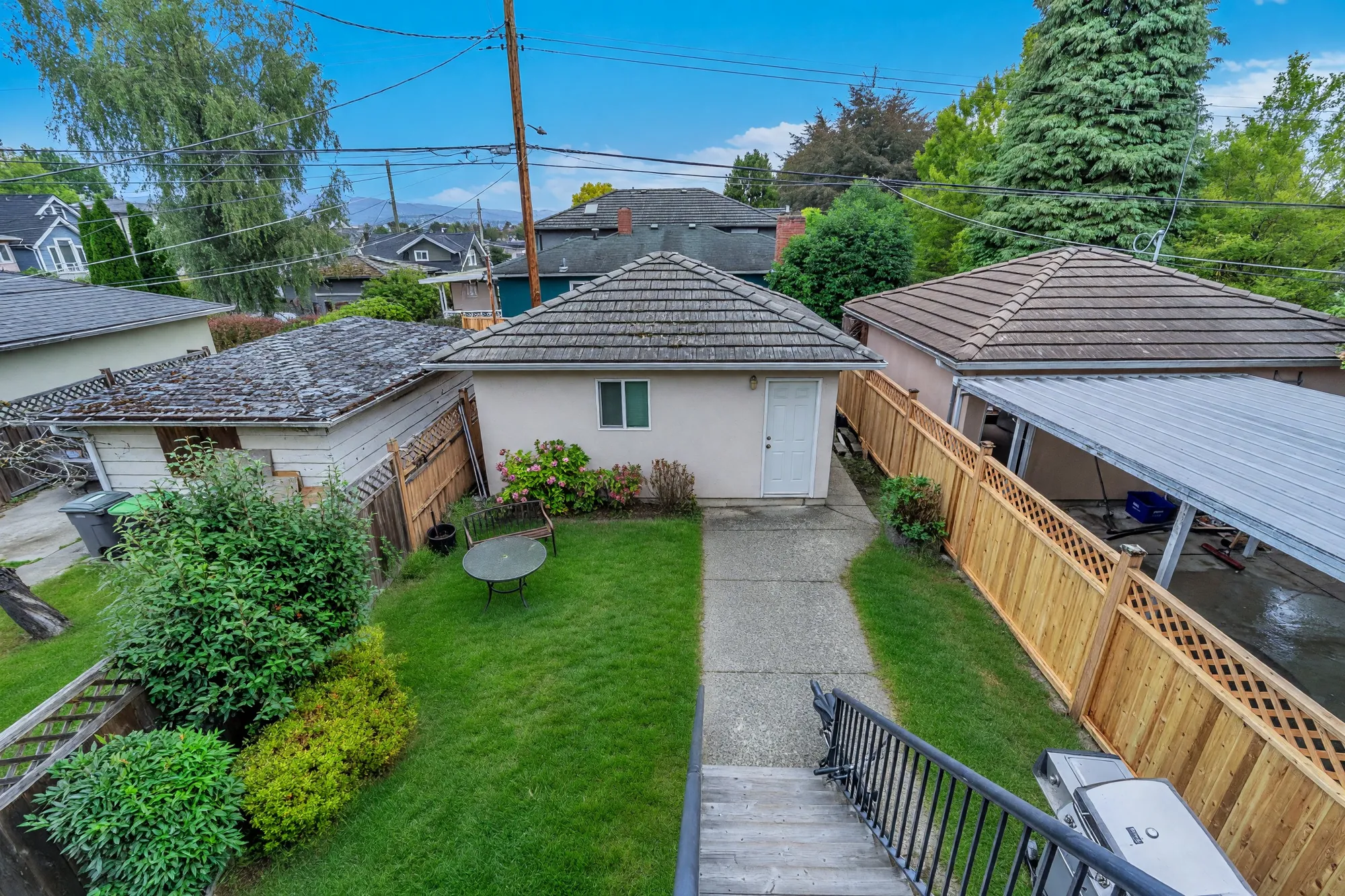 The back yard seen from the balcony above